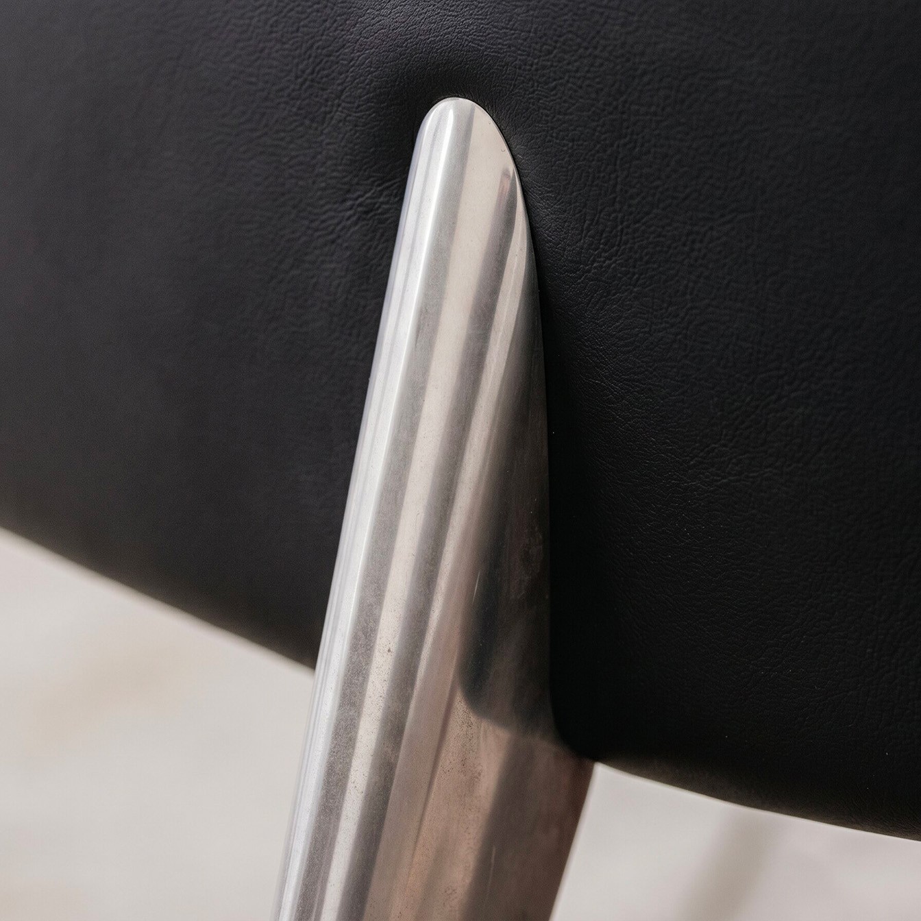 Philippe Starck "Ed Archer" Dining Chair for Driade, 1986, Black Leather, Set of 8, 1986