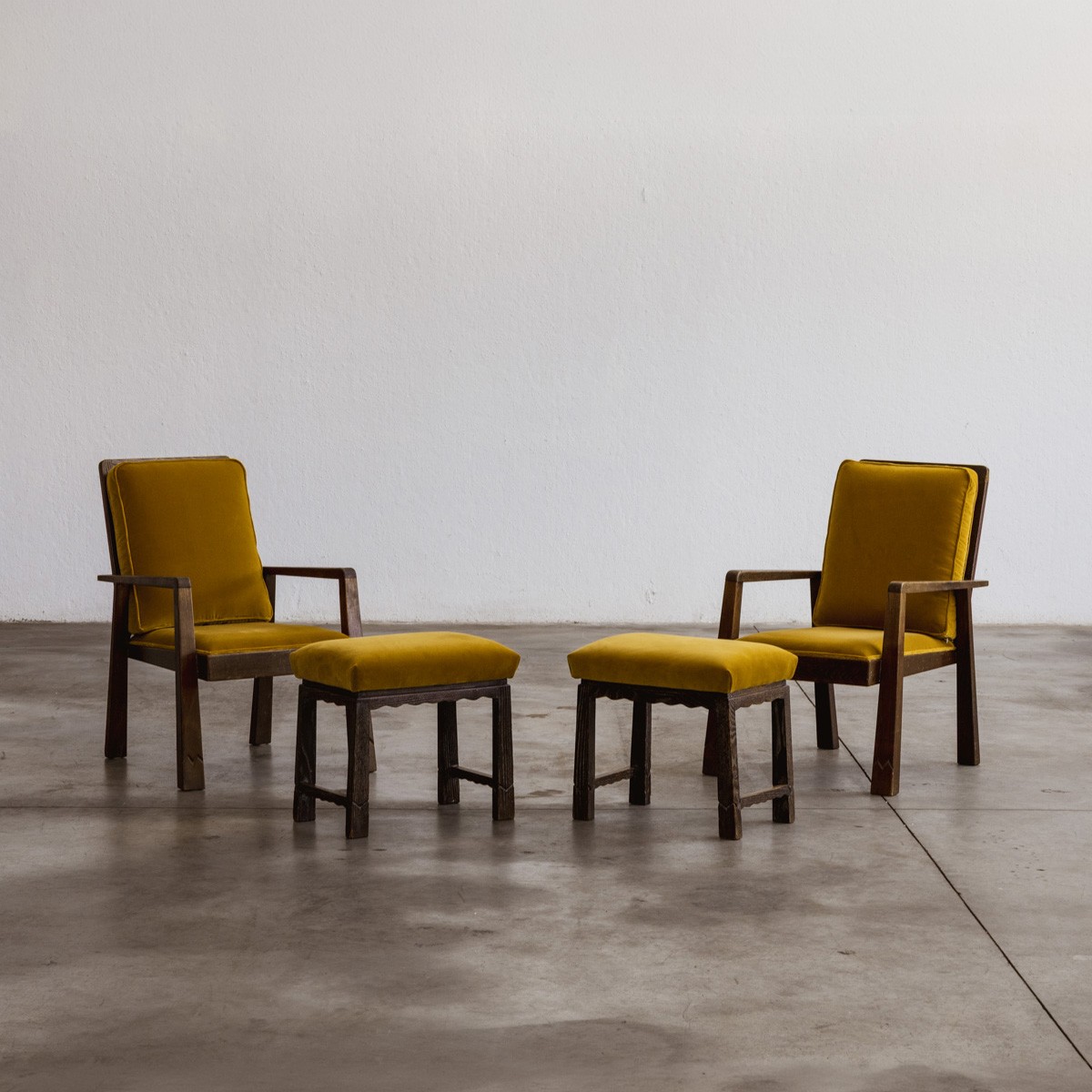 Pierluigi Colli Armchairs with Ottomans for Colli, Italy, 1940, Set of 2, 1940