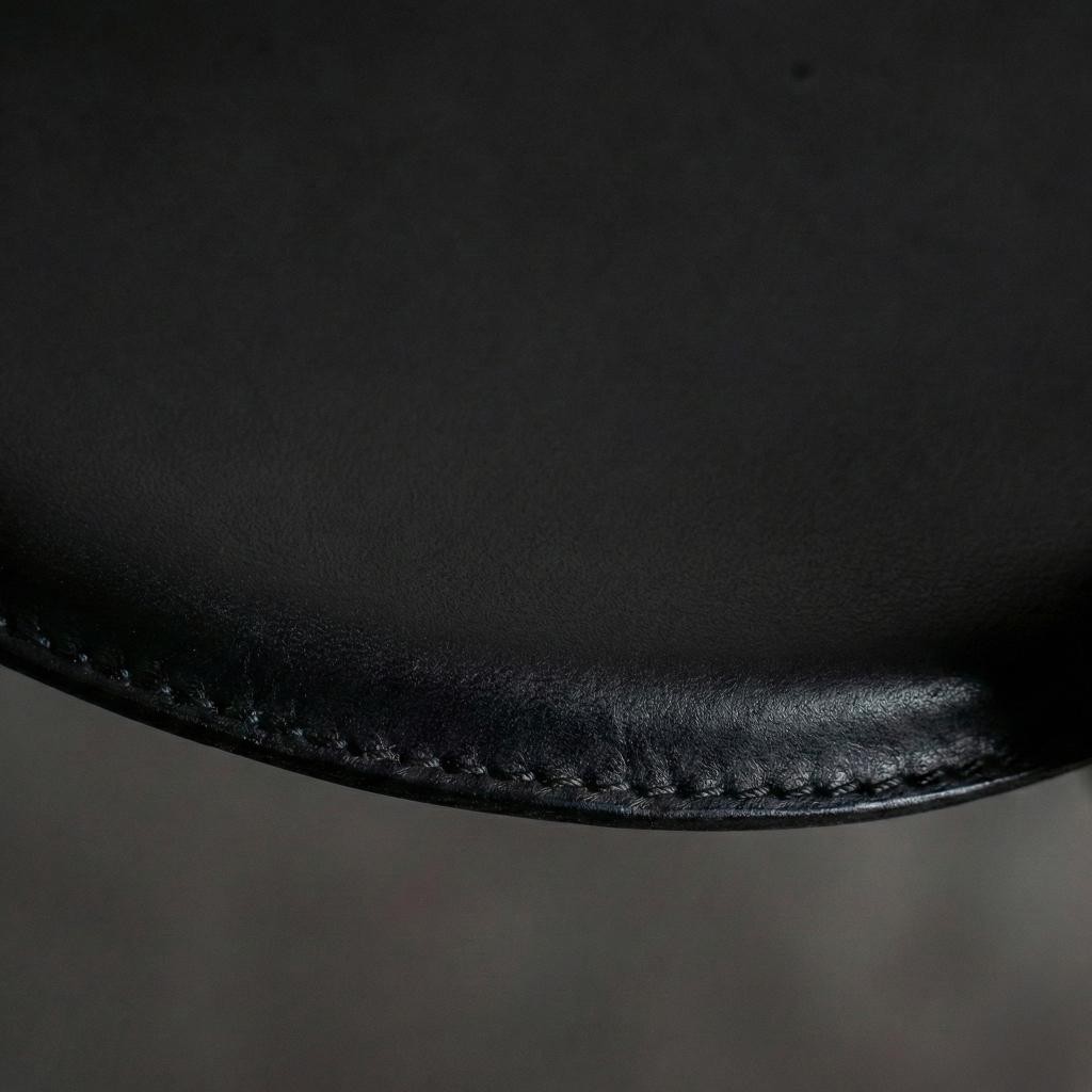 Pierre Cardin Dining Chairs, Black Leather, 1970, Set of 6, 1970s