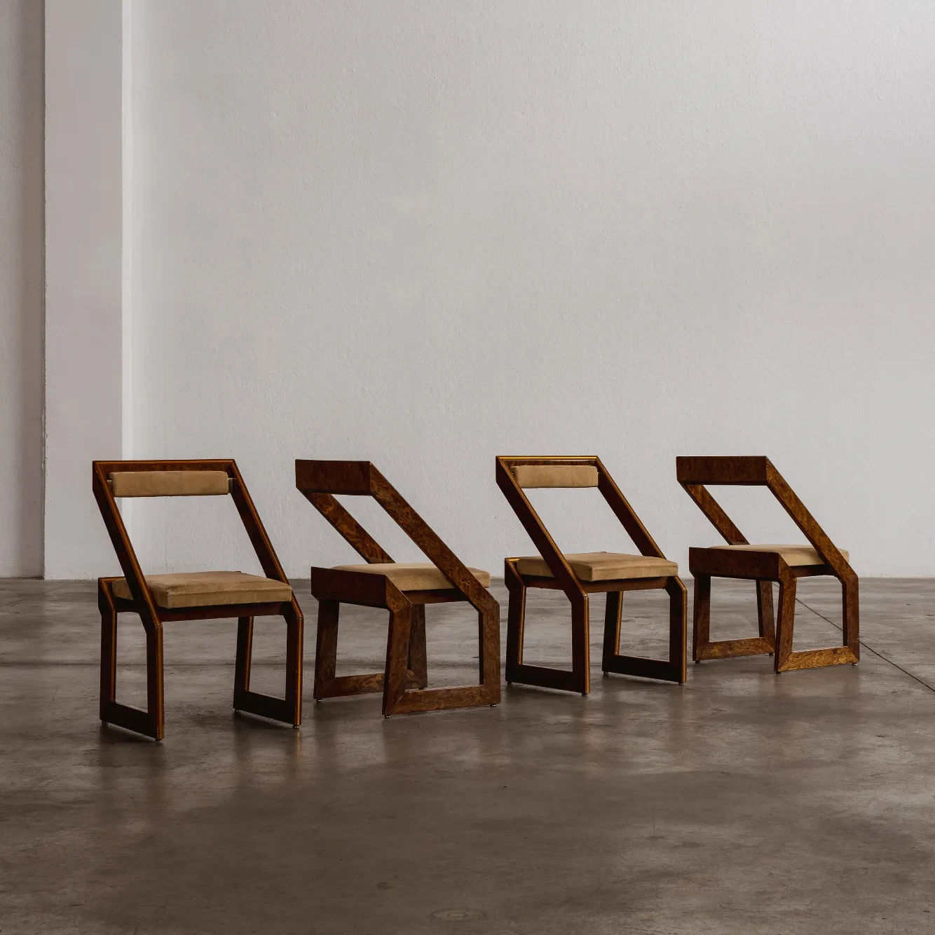 Romeo Rega Sculptural Dining Chairs, 1970, Set of 4, 1970s