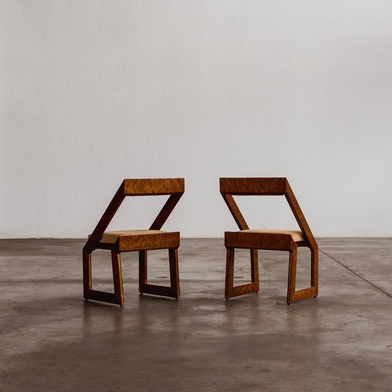 Romeo Rega Sculptural Dining Chairs, 1970, Set of 2, 1970s