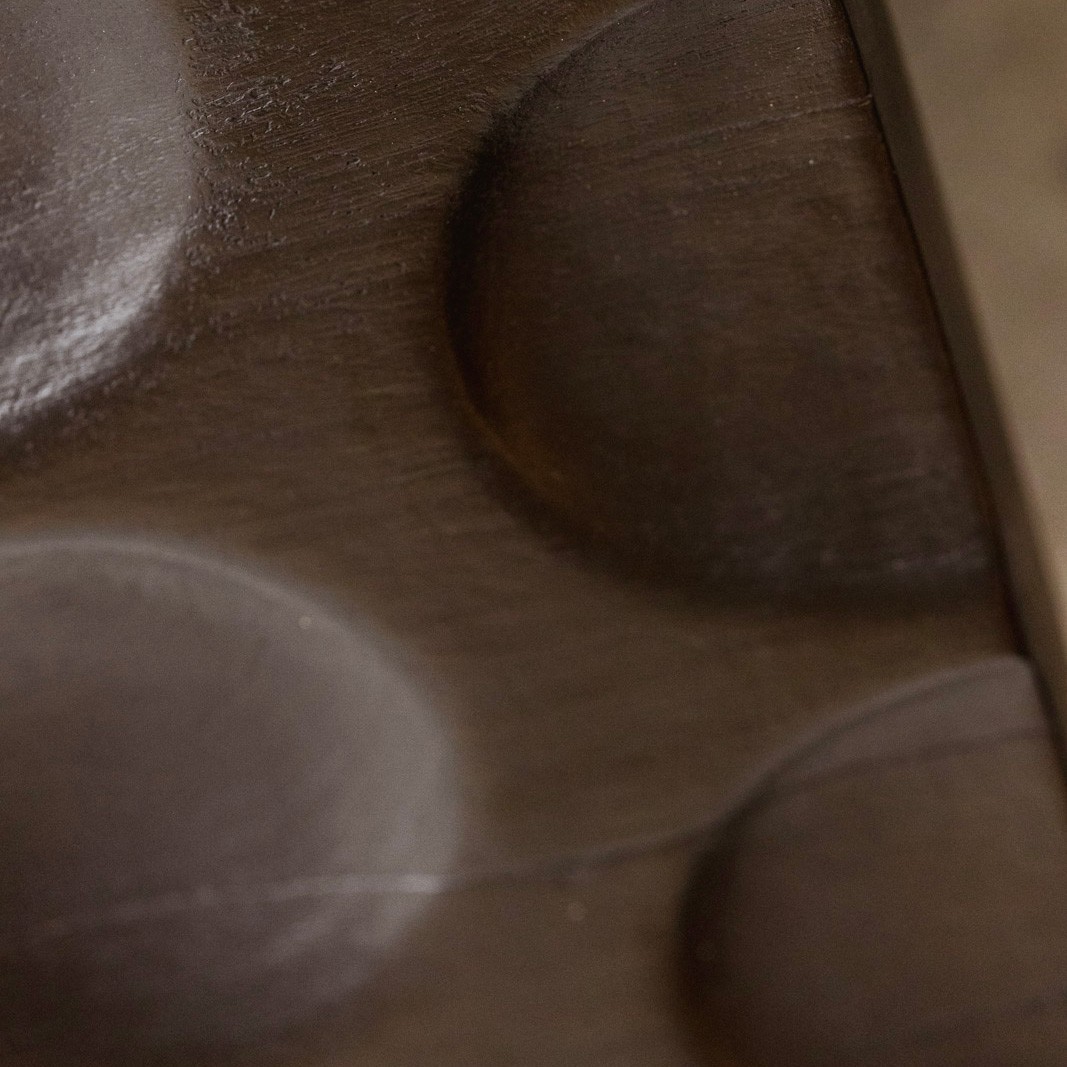 Sculptural Low Table in Dark Carved Wood, France, 1960s, 1960s