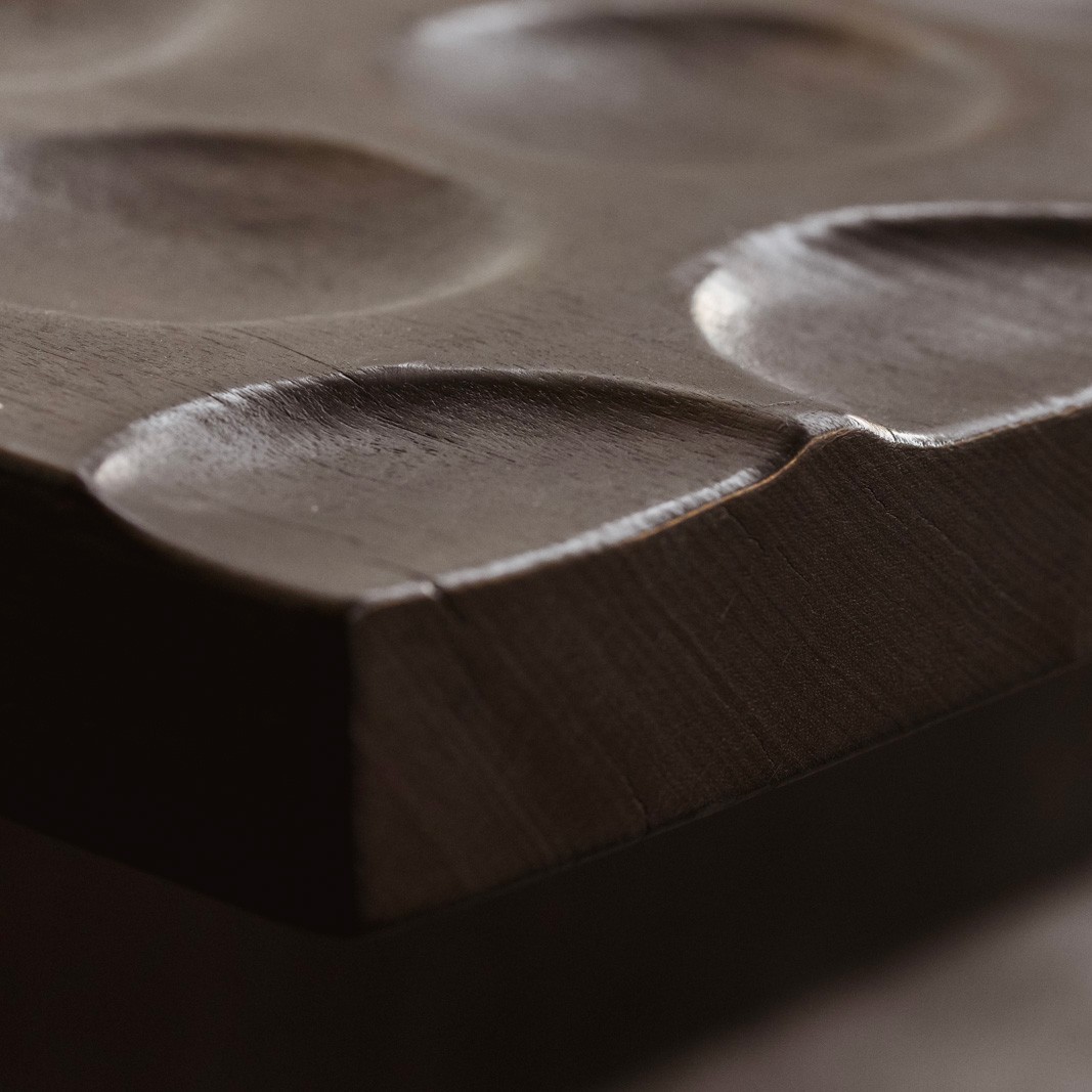 Sculptural Low Table in Dark Carved Wood, France, 1960s, 1960s