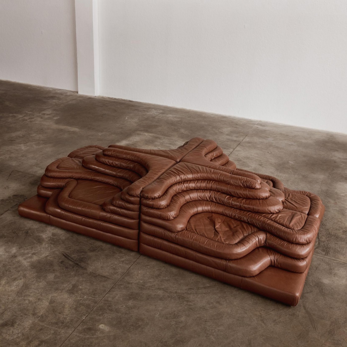 Ubald Klug DS-1025 "Terrazza" Sofa for De Sede, Brown Leather, 1974, Set of 4, 1974