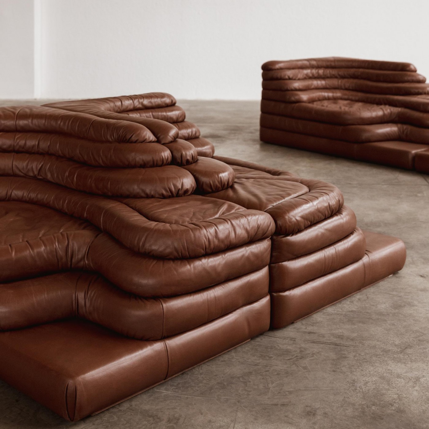 Ubald Klug DS-1025 "Terrazza" Sofa for De Sede, Brown Leather, 1974, Set of 4, 1974