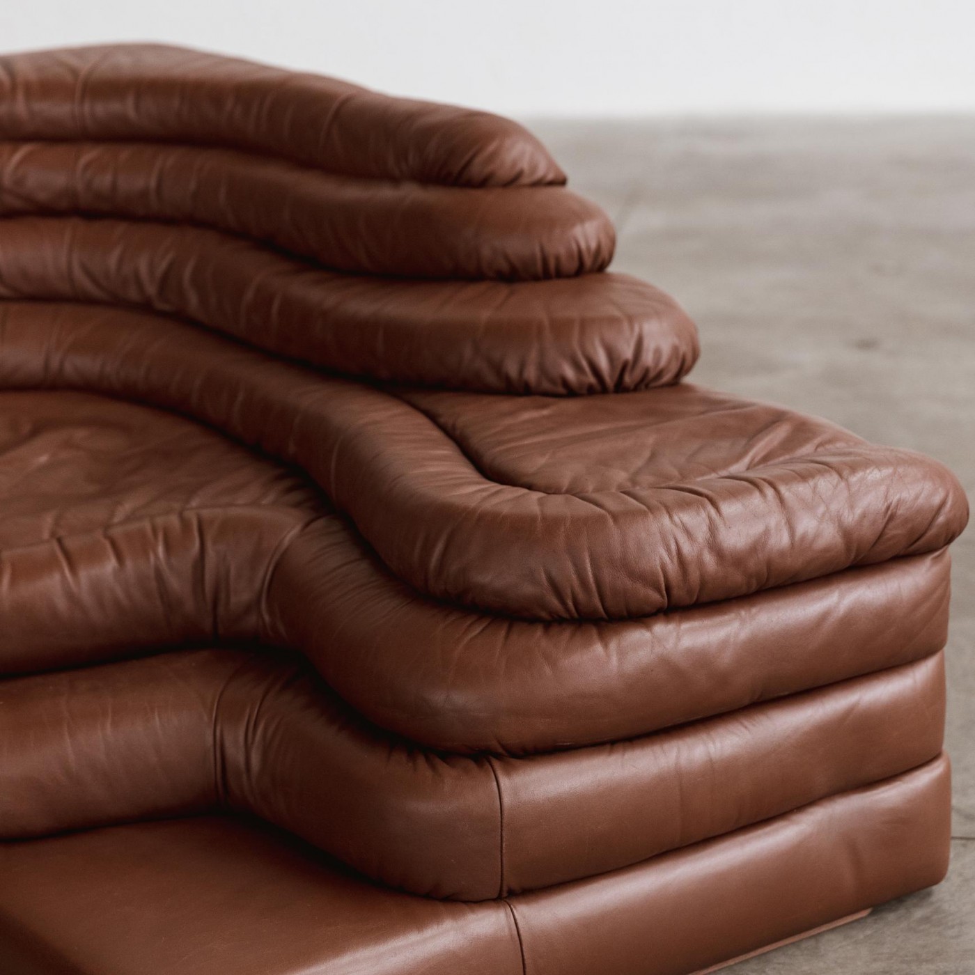 Ubald Klug DS-1025 "Terrazza" Sofa for De Sede, Brown Leather, 1974, Set of 4, 1974