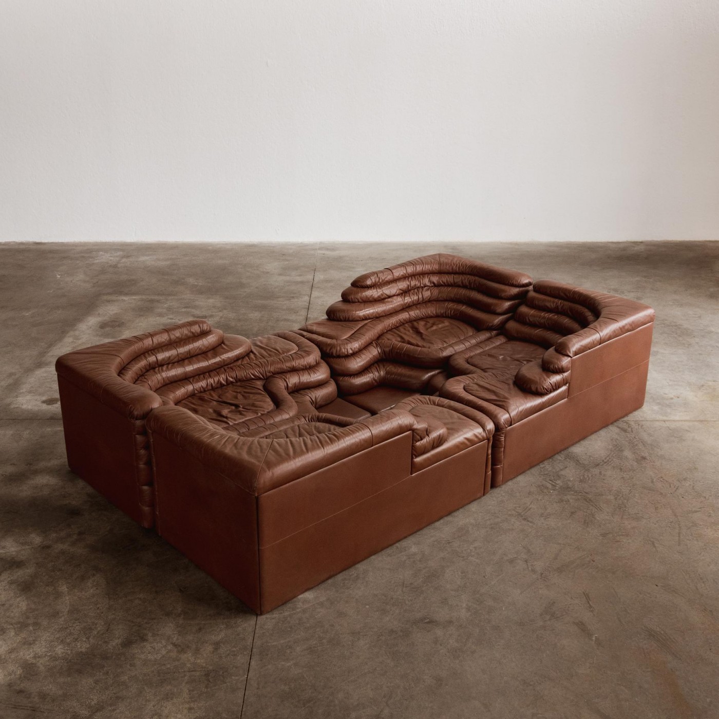 Ubald Klug DS-1025 "Terrazza" Sofa for De Sede, Brown Leather, 1974, Set of 4, 1974