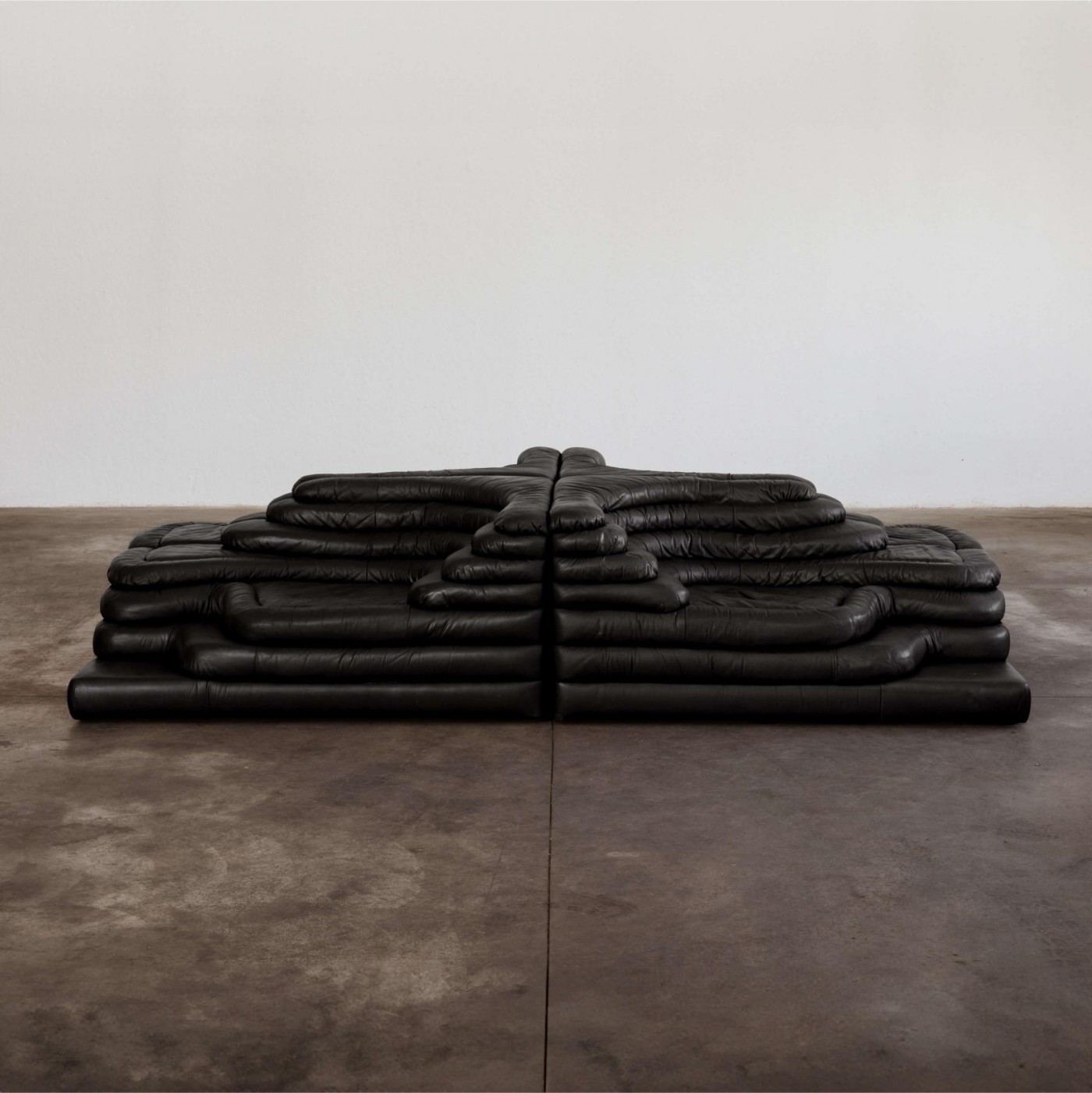 Ubald Klug DS-1025 "Terrazza" Sofa for De Sede, Black Leather, 1974, Set of 4, 1974