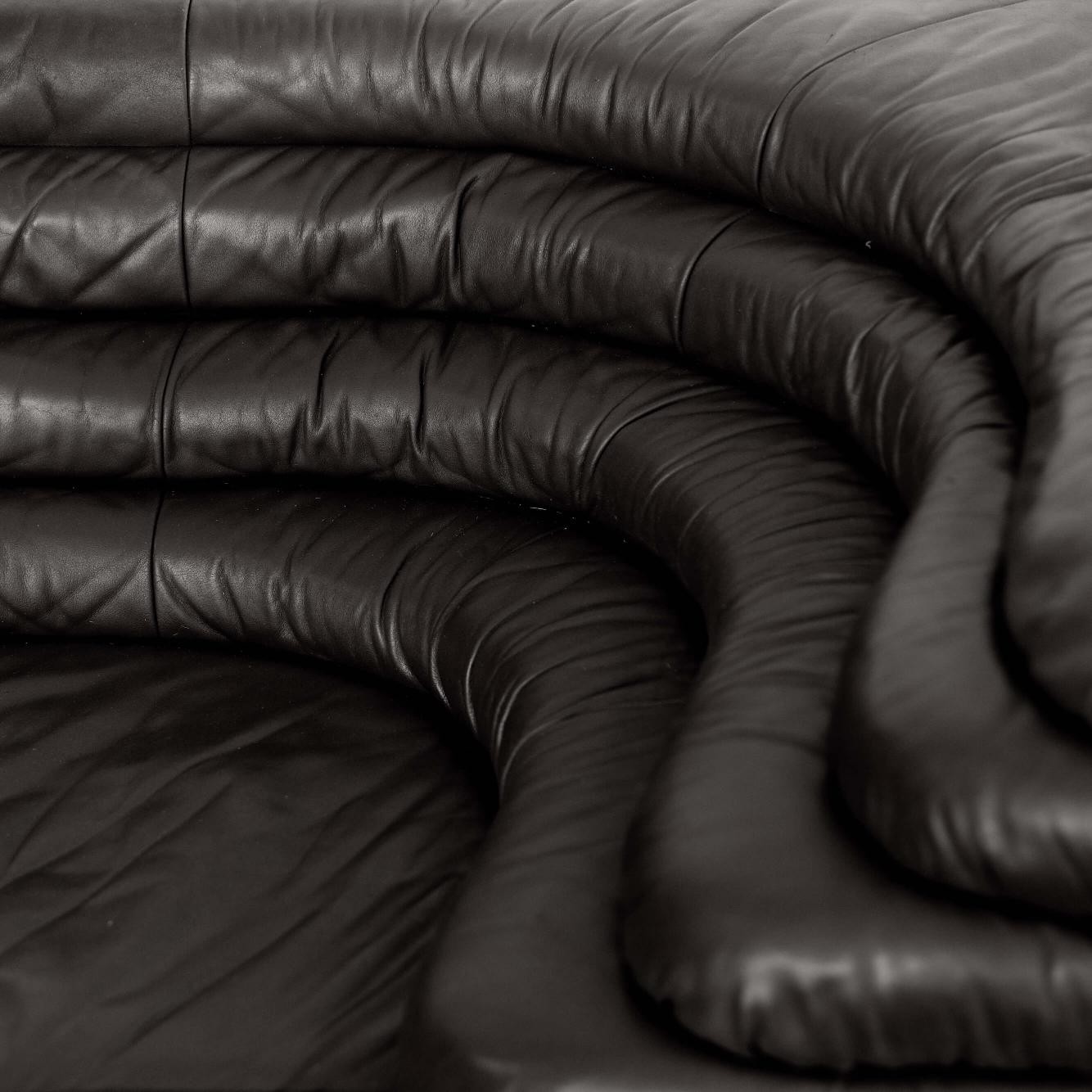 Ubald Klug DS-1025 "Terrazza" Sofa for De Sede, Black Leather, 1974, Set of 4, 1974