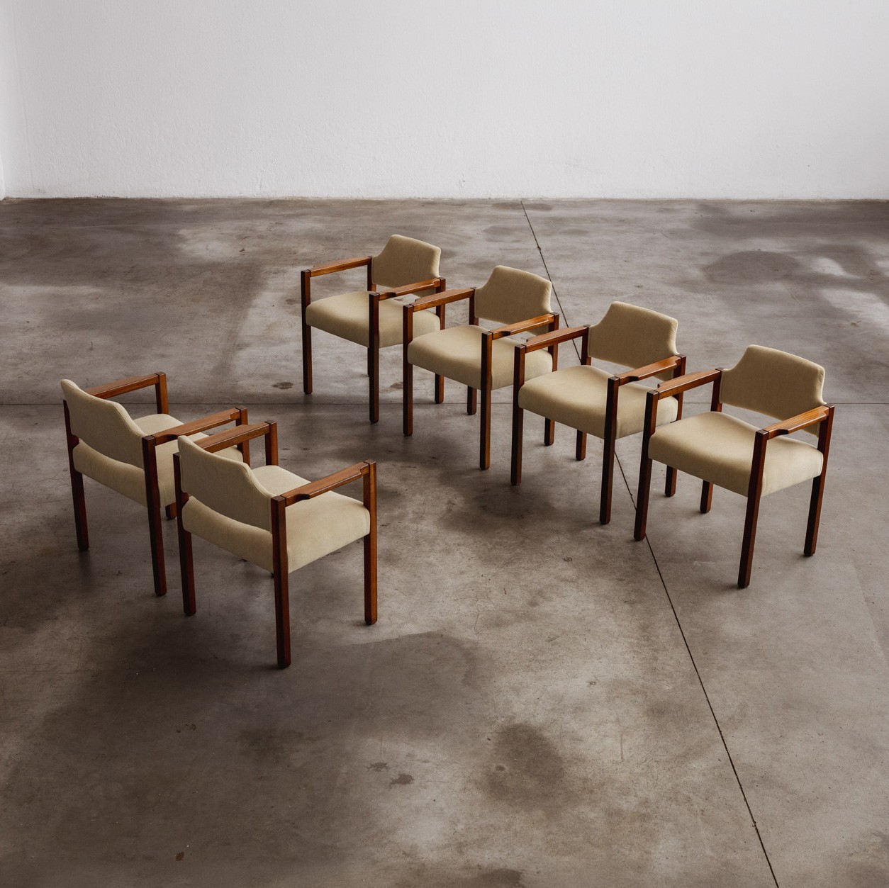 Umberto Brandigi "Jollina" Dining Chairs for Poltronova, Butter Velvet, 1960s, Set of 6, 1960s