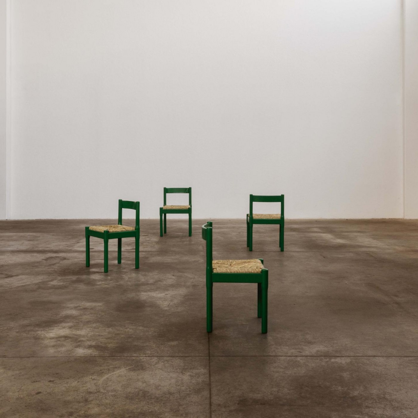 Vico Magistretti "Carimate" Dining Chairs for Cassina, Green Lacquered, 1960, Set of 10, 1960