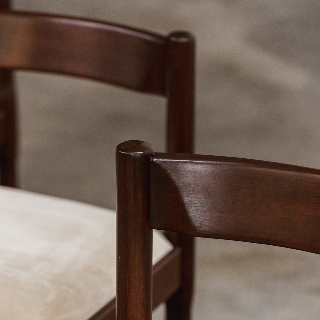 Vico Magistretti "Carimate" Dining Chairs for Cassina, Dark Brown Lacquered, 1960, Set of 6, 1960