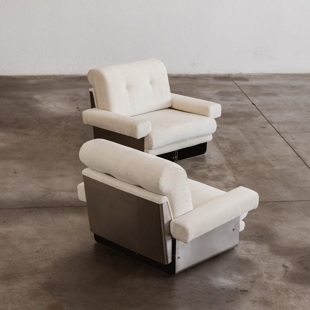 Xavier Féal Armchairs for Inox Industrie, France, 1970, Set of 2, 1970