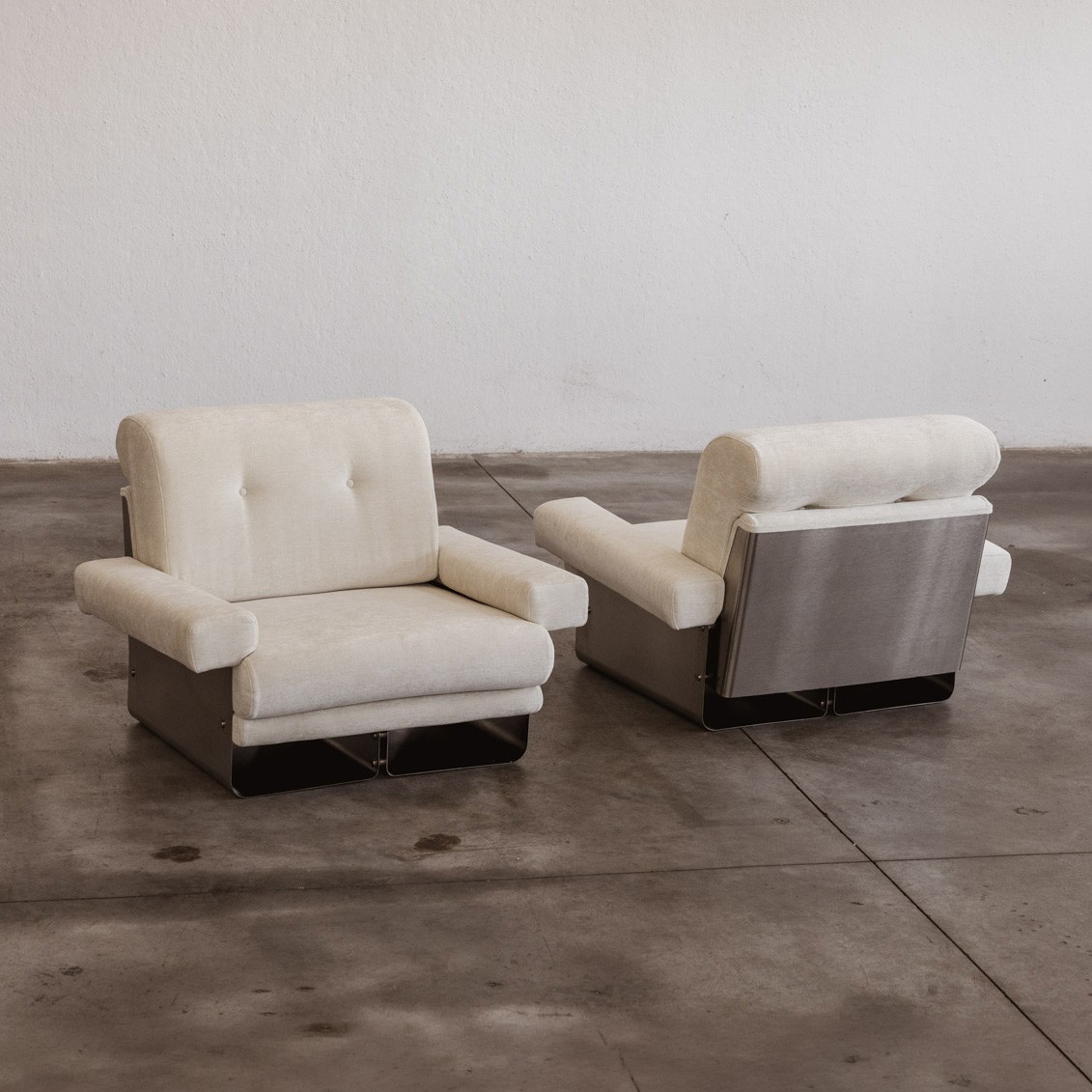 Xavier Féal Armchairs for Inox Industrie, France, 1970, Set of 2, 1970